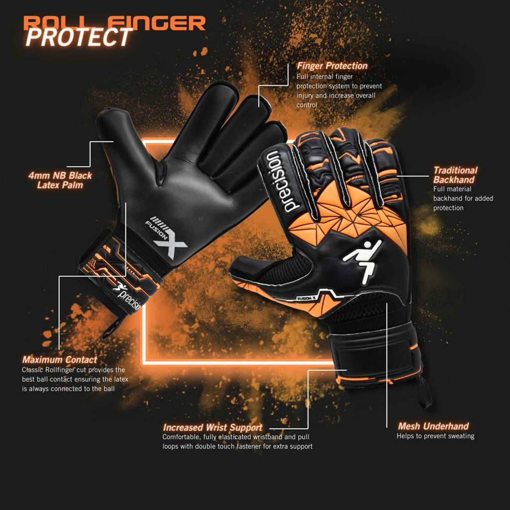 Precision Junior Fusion X Roll Finger Protect GK Gloves
