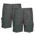  2pk Cargo Boys Elastic Back School Shorts Grey