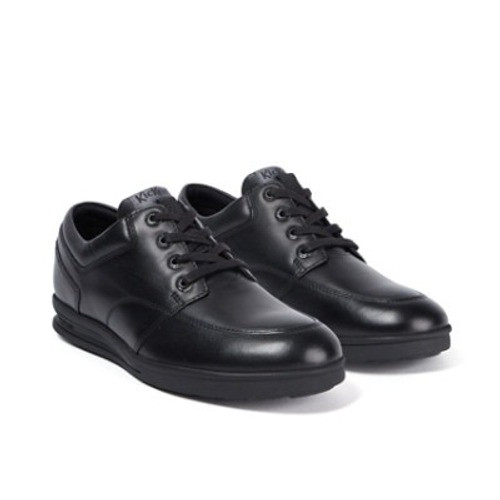 Kickers Troiko Lace Leather Youth Boys School Shoes Black top view