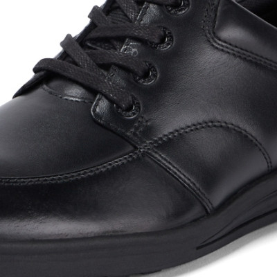 Kickers Troiko Lace Leather Youth Boys School Shoes Black side view detail