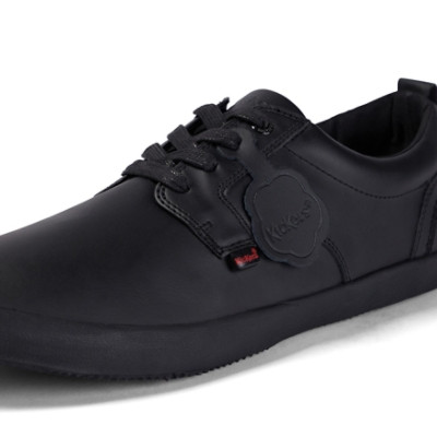 Kickers Kariko Gibb Leather Adult Mens School Shoes Black side view detail
