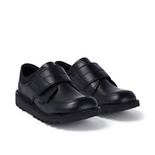 Kickers Kick Lo Leather Junior School Shoes Black top view