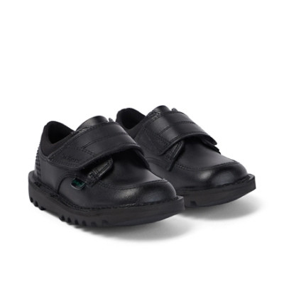 Kickers Kick Lo Leather Infant School Shoes Black top view