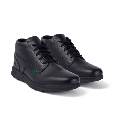 Kickers Kelland Lace Boot Leather Youth School Boots Black top view