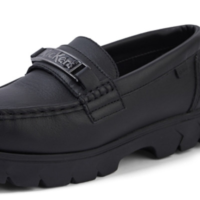 Kickers Lennon Loafer Leather Mens Shoes Black side view detail