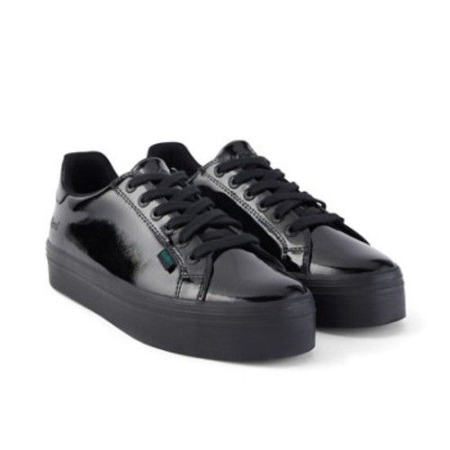 Kickers Tovni Stack Patent Leather Womens Shoes Black top view