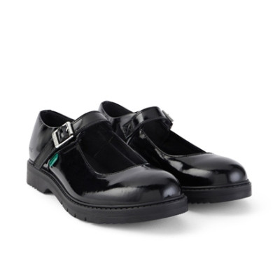 Kickers Finley Mary Jane Patent Leather Womens Shoes Black top view