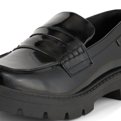 Kickers Kori Loafer Leather Womens Shoes Black side view detail