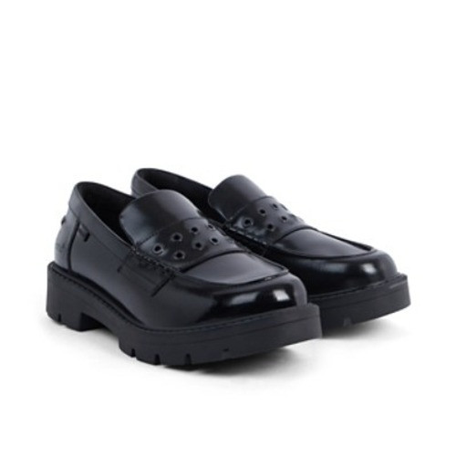 Kickers Kori Loafer Rivet Leather Womens Shoes Black top view