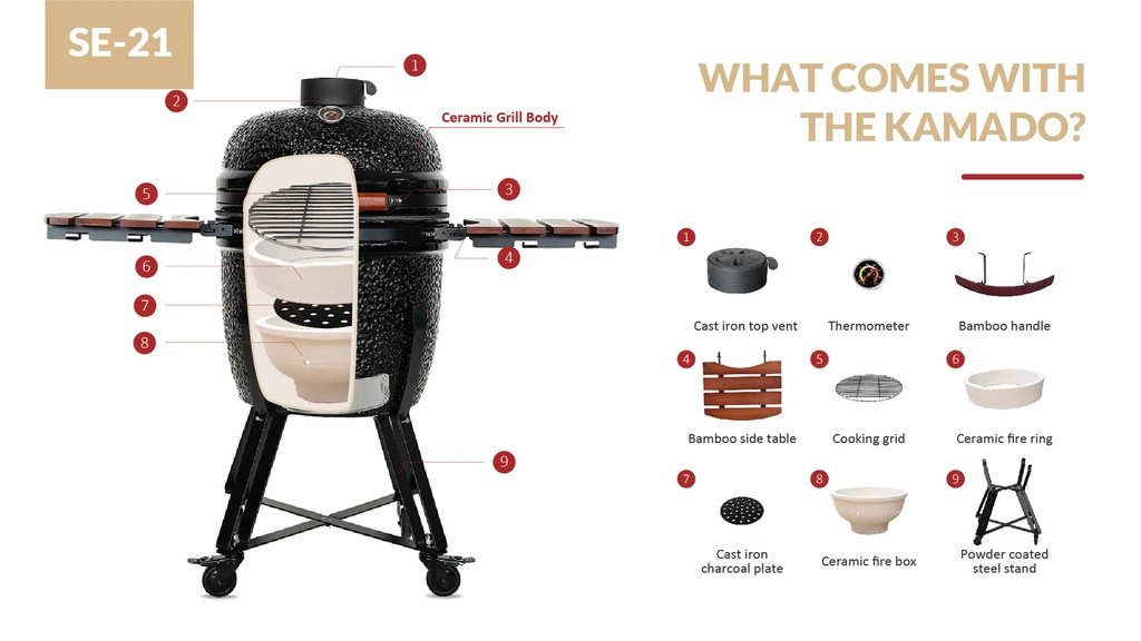 SAC 21" KAMADO Ceramic Grill
