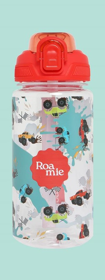 ROAMIE kids school water bottle in Monster Trucks