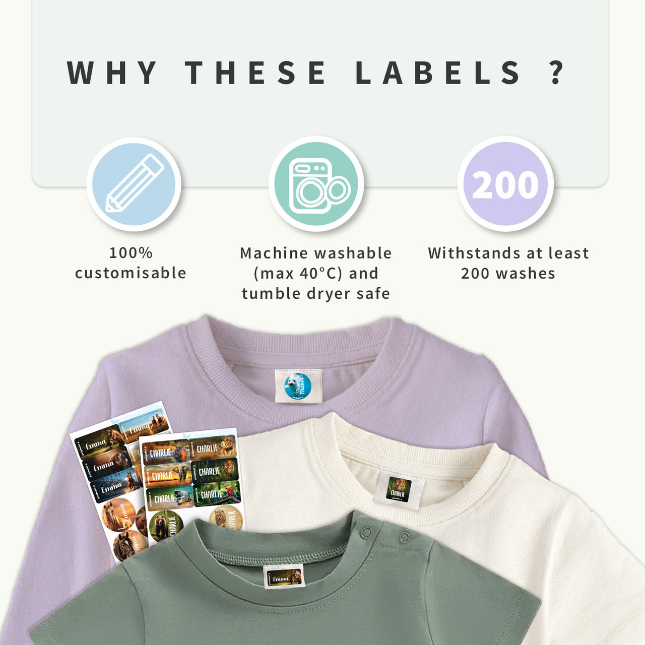 Easy2Name Clothing Name Stickers Value Set, Real World Designs