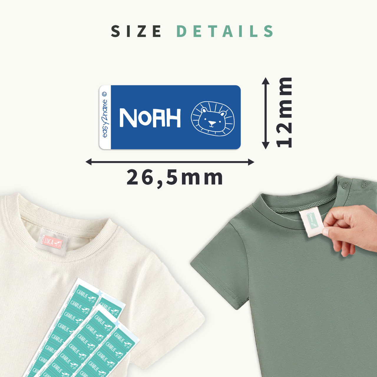 Easy2Name Clothing Name Stickers, One Colour with Icon