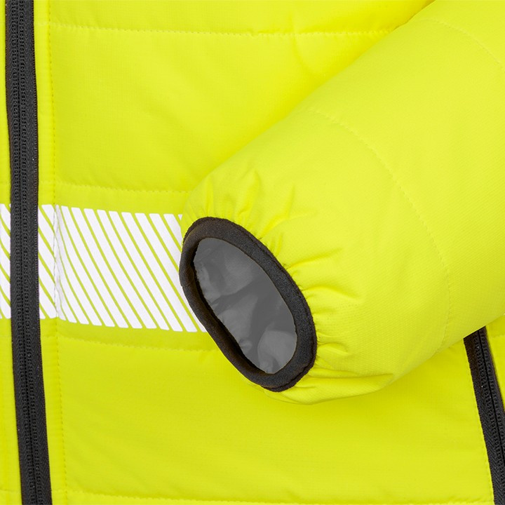 Hi Vis Padded Jacket, Class 2, Ripstop with Hood (Result Recycled Safe-Guard R500X)