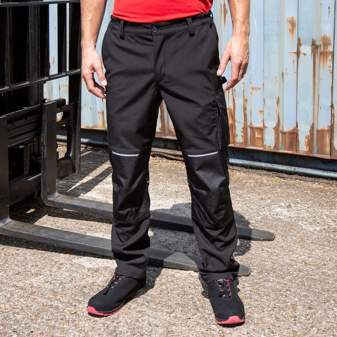 Slim Fit Work Trousers, Softshell with Knee Panels (Result Work-Guard R473X)