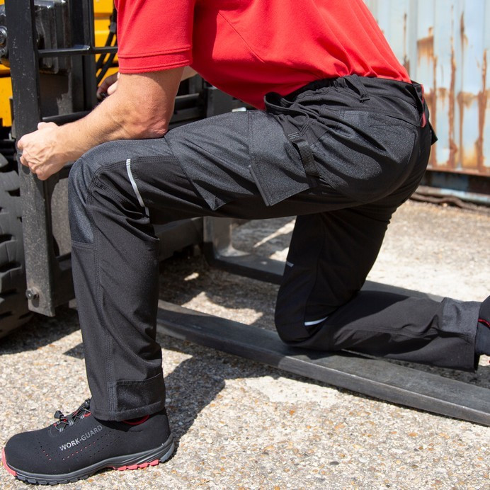 Slim Fit Work Trousers, Softshell with Knee Panels (Result Work-Guard R473X)