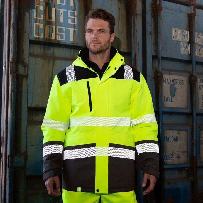 Hi Vis Softshell Safety Coat, Class 2, Waterproof, Recycled (Result Safe-Guard R475X)