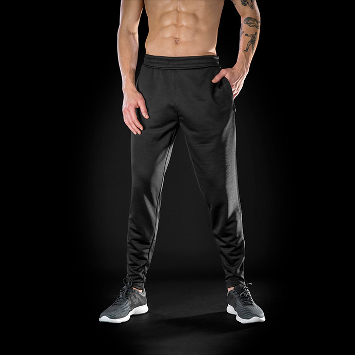 Mens Slim Fit Joggers, Quick Dry Stretch, Zip Ankles (Spiro S276M)