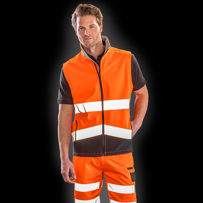 Hi Vis Softshell Gilet Bodywarmer, EN ISO 20471 Class 2 (Result Safe-Guard R451X)
