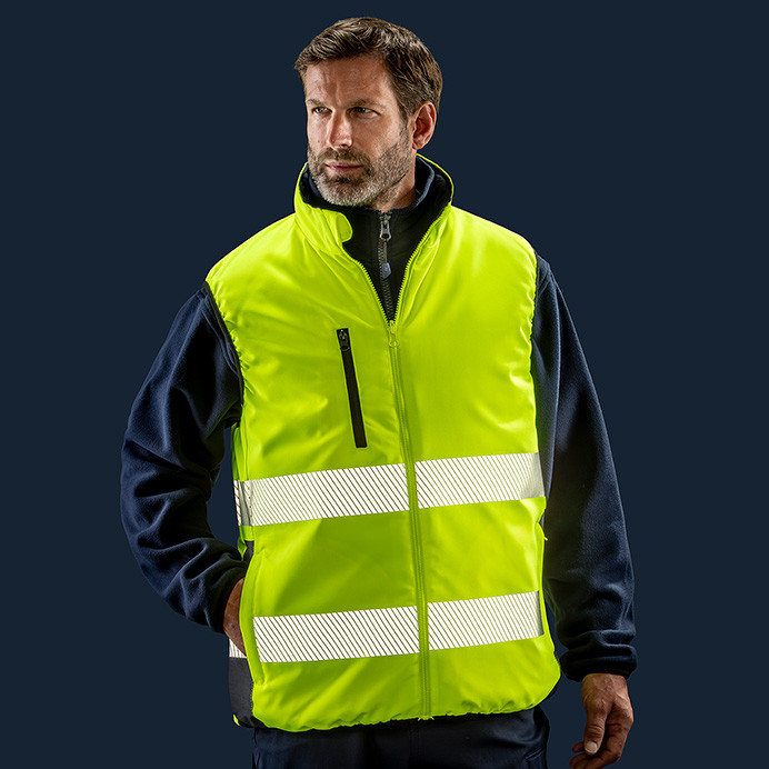 Reversible Hi Vis Gilet Bodywarmer, Padded, Class 2 (Result Safe-Guard R332X)