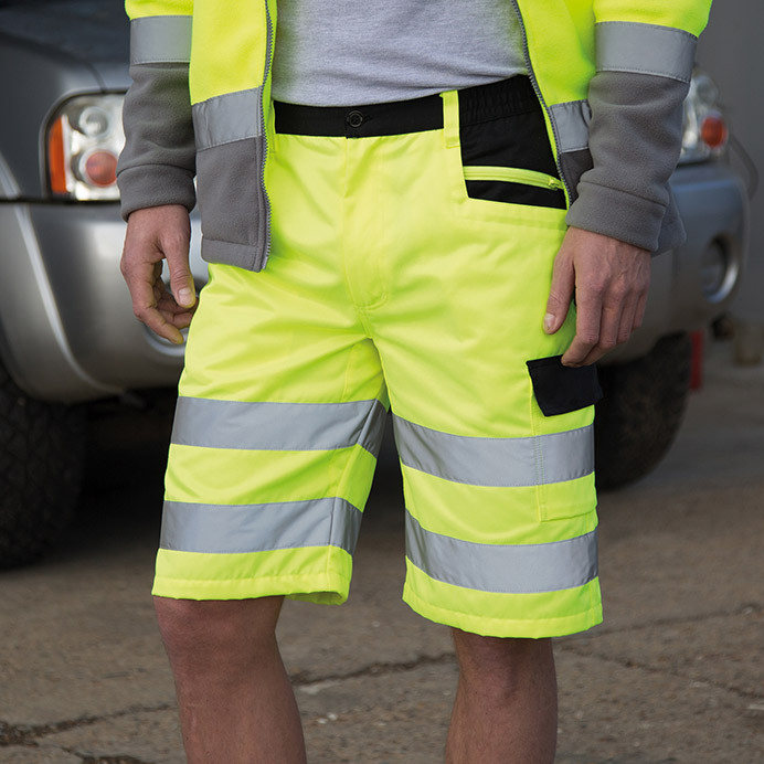 Hi Vis Cargo Work Shorts, EN ISO 20471 Class 1 (Result Safe-Guard R328X)