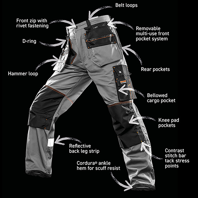 Knee Pad Work Trousers with Holster Pockets and Cordura Scuff (Result Work-Guard R324X)