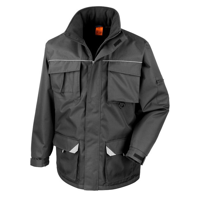 Waterproof Padded Long Work Coat with Concealed Hood (Result Work-Guard R301X)