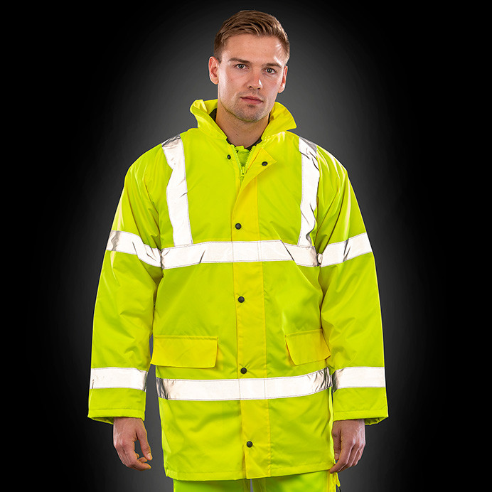 Hi Vis Coat, Long Padded Motorway Coat, EN ISO 20471 Class 3 (Result R218X)