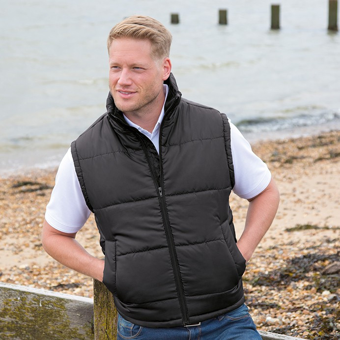 Mens Bodywarmer, Padded and Windproof with Fleece Lined Collar (Result R208X)