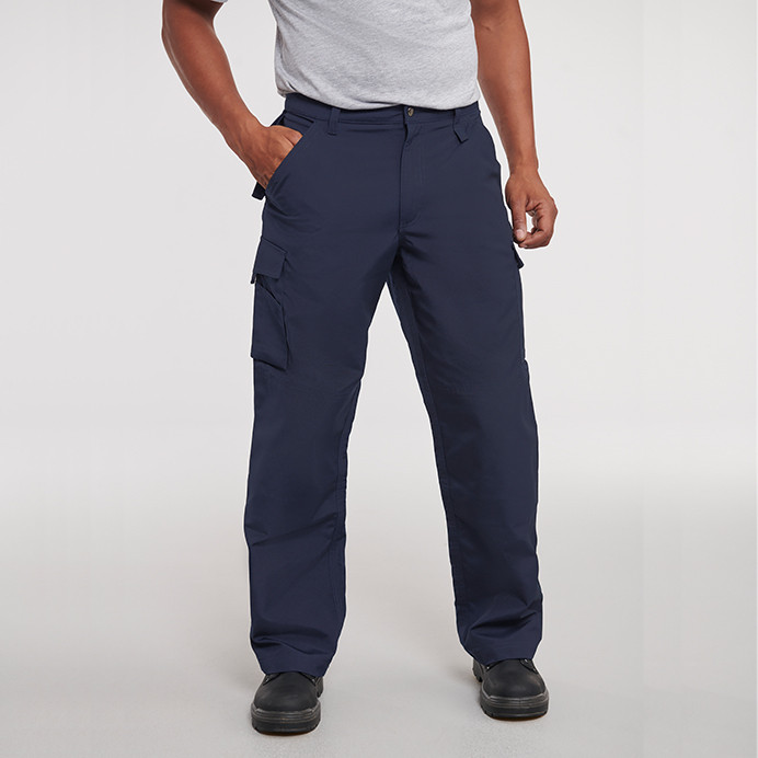 Combat Work Trousers with Knee Pad Pockets, Stain Resistant (Russell J015M)