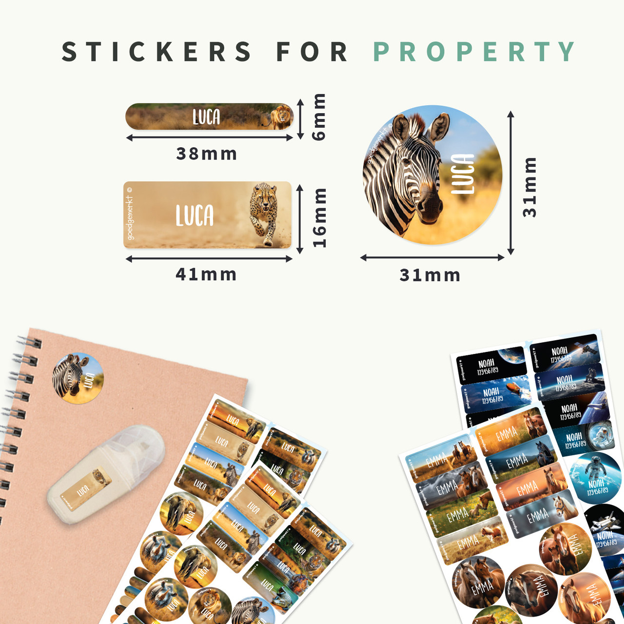 Easy2Name Name Sticker Value Set for Kids, Real World Designs