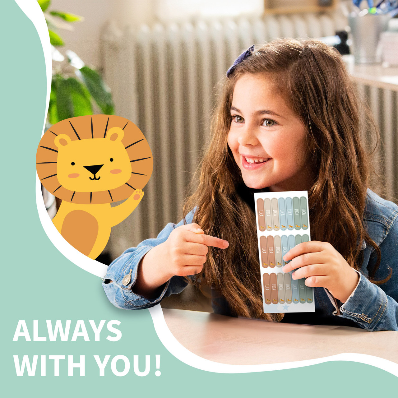 Easy2Name Mini Name Stickers for Kids, Personalised with Icon