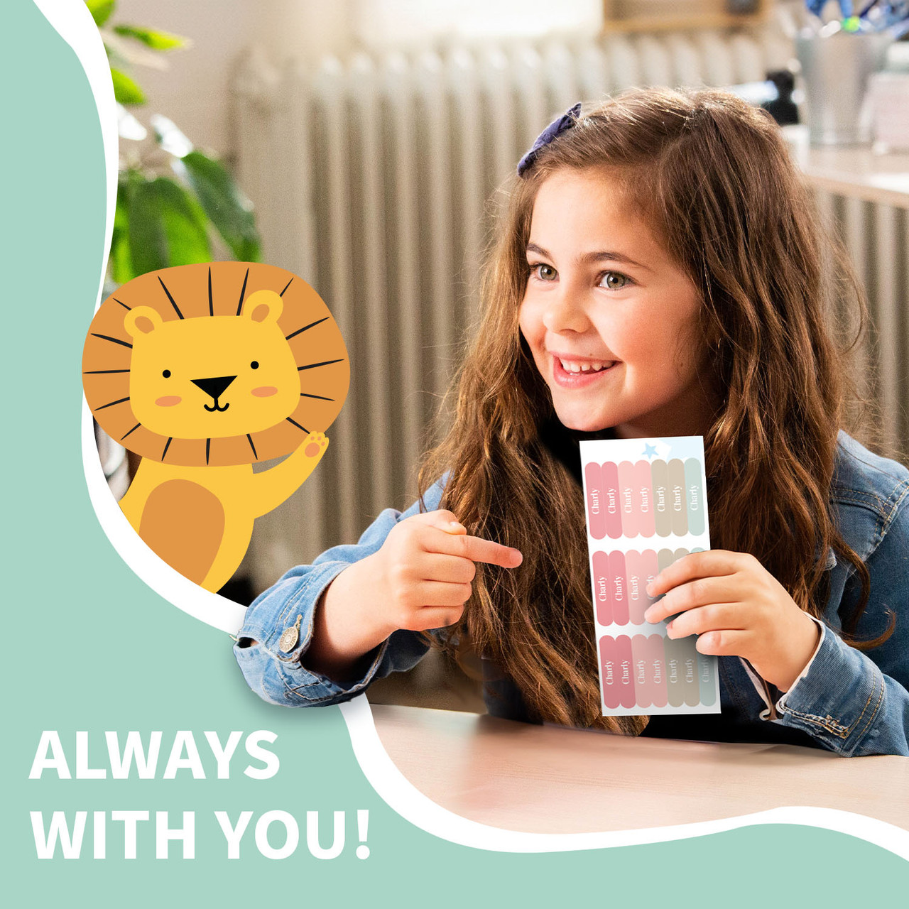 Easy2Name Mini Name Stickers for Kids, Multi Colour with Icon