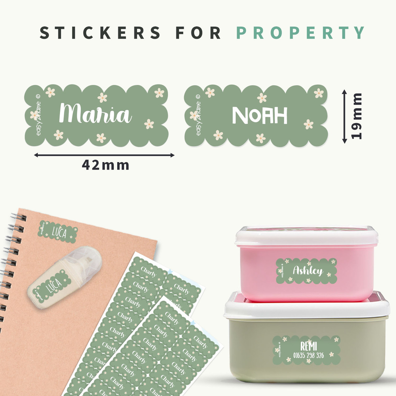 Easy2Name Wave Name Stickers for Kids, Pattern Designs