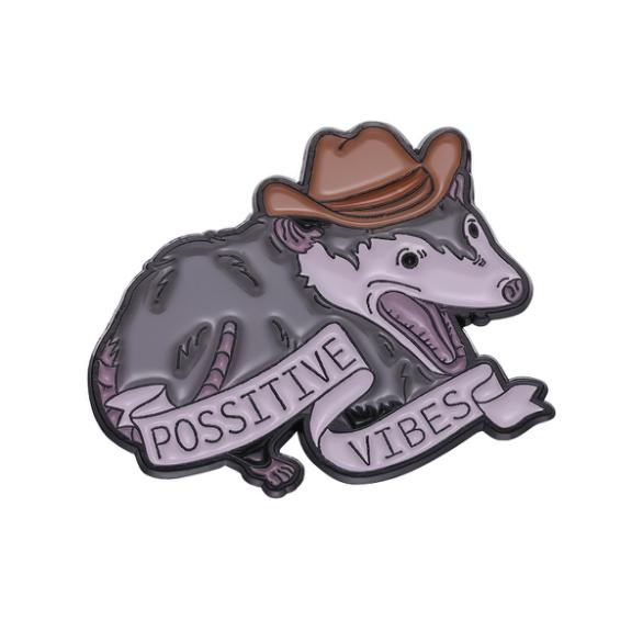 Possum Opossum Possitive Vibes Collectible Enamel Pin – Collectible Enamel Pin Gift
