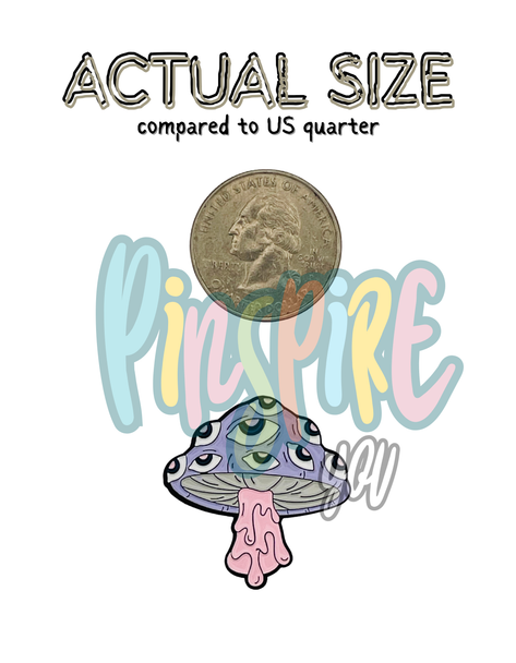 Purple and Pink Trippy Mushroom With Eyes  – Collectible Enamel Pin Gift