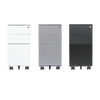 Rolling locking file cabinet for sit stand desk in white, black and grey