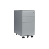 Grey file cabinet at an angle