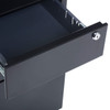 Black office file cabinet detail of drawer