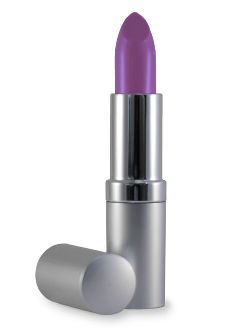 Pastel violet lipstick in silver tube