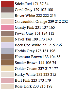 colornames shades of coral