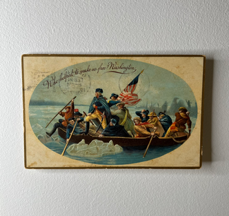 vintage post card Washington crossing Delaware art painting antique