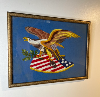 vintage American eagle needlepoint stitch frame Americana