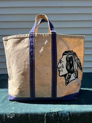 Vintage LL Bean Tote Bag with Hand Painted Indigenous Warrior Vintage LL Bean Tote Bag with Hand Painted Indigenous Warrior