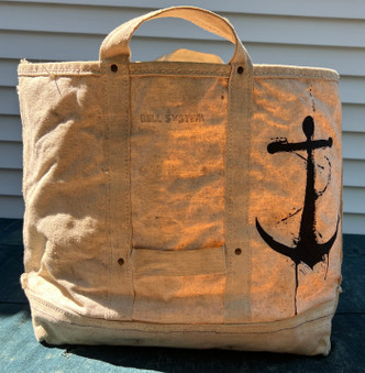VIntage Lineman Bag with Hand Painted Anchor VIntage Lineman Bag with Hand Painted Anchor
