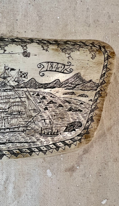 Vintage Reproduction Scrimshaw Whale Rib