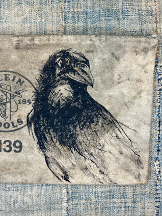 Vintage Klein Tools Zipper Bag with Hand Painted Crow