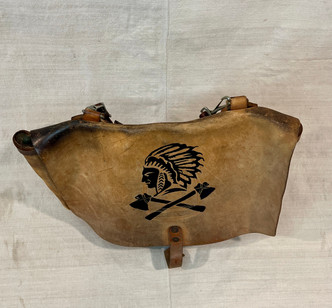 US Leather Postal Bag with Hand Painted Indigenous Chief