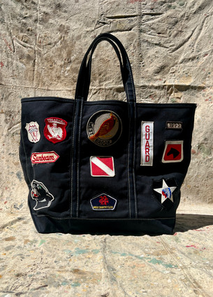 Vintage LL Bean Black Canvas Bag with Patches