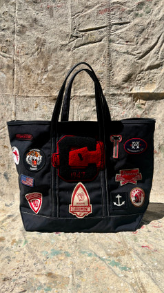 Vintage LL Bean Black Canvas Bag with Patches